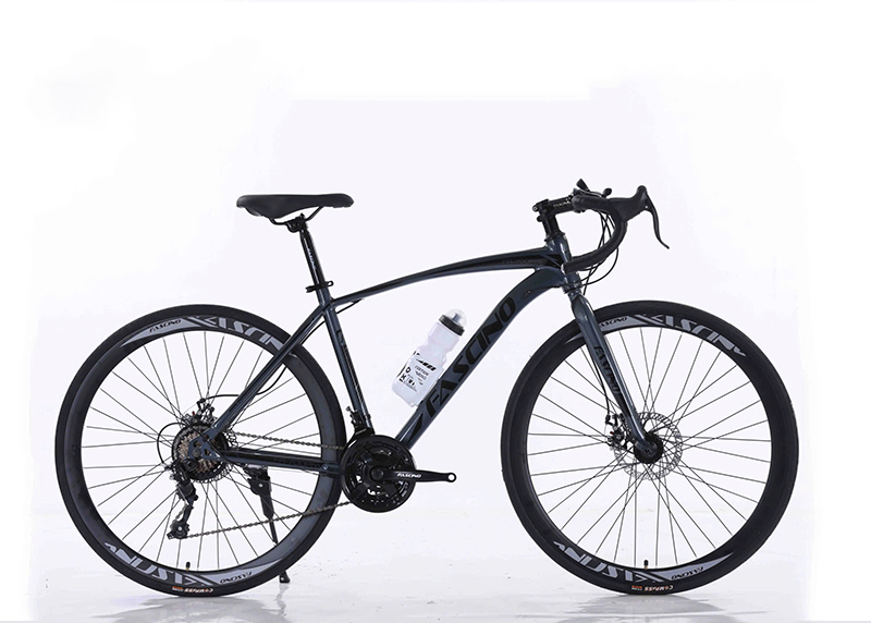 Xe Đạp Đua Fascino FR700 PRO - Khung Thép Hợp Kim Không Mối Hàn 10 FASCINO FR700 PRO với dáng road bike bánh 700C màu xám đen