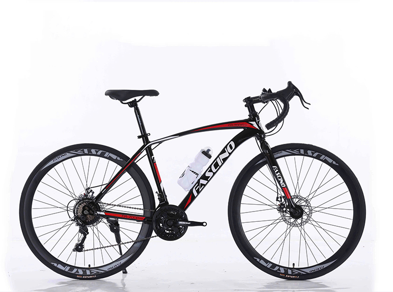 Xe Đạp Đua Fascino FR700 PRO - Khung Thép Hợp Kim Không Mối Hàn 13 FASCINO FR700 PRO với dáng road bike bánh 700C màu đen đỏ