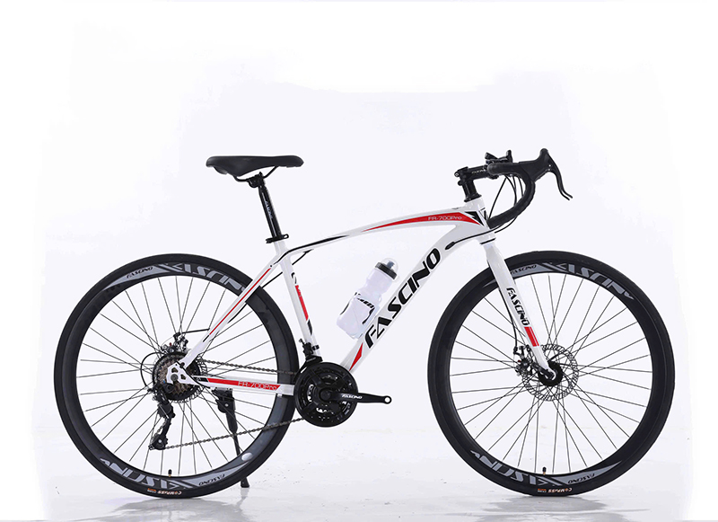 Xe Đạp Đua Fascino FR700 PRO - Khung Thép Hợp Kim Không Mối Hàn 21 FASCINO FR700 PRO với dáng road bike bánh 700C màu trắng